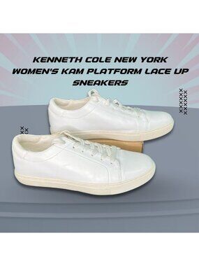 Kenneth Cole New York Womens Kam Platform Lace Up Sneakers Size 10 Leather Upper